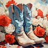 Diamond Painting-DIY Full Round Drill Flower Cowboy Boots（40*40CM)