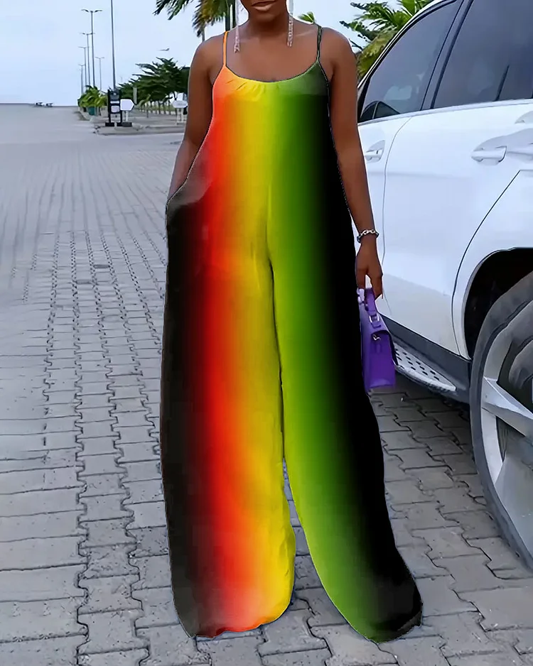 Sling Reggae Contrast Casual Jumpsuit