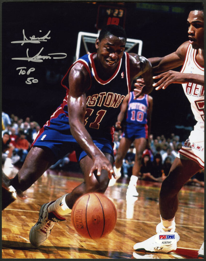 Isiah Thomas SIGNED 8x10 Photo Poster painting + Top 50 Detroit Pistons PSA/DNA AUTOGRAPHED HOF