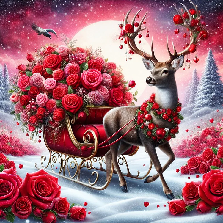 Rose Elk 30*30CM (Canvas) Full Round Drill Diamond Painting gbfke