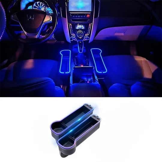 Car Storage Box With Led Light And Two USB Charging Point