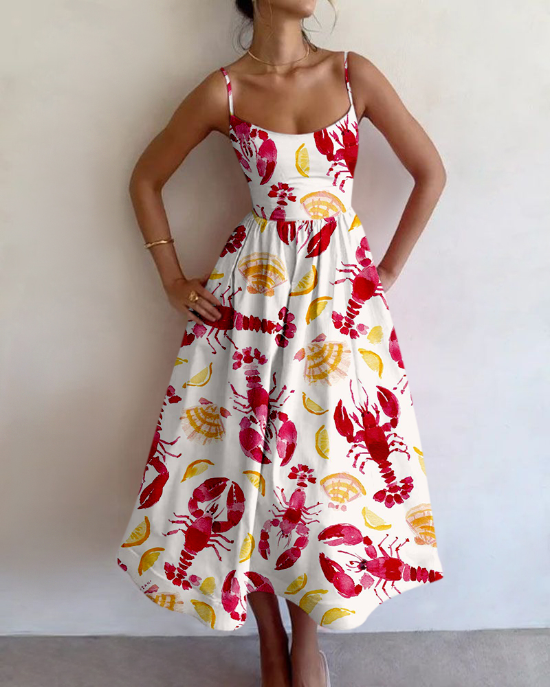 Rotimia Resort lobster print slip dress