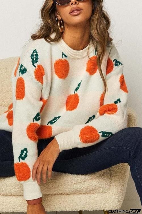 Orange O Neck Jumper Sweater