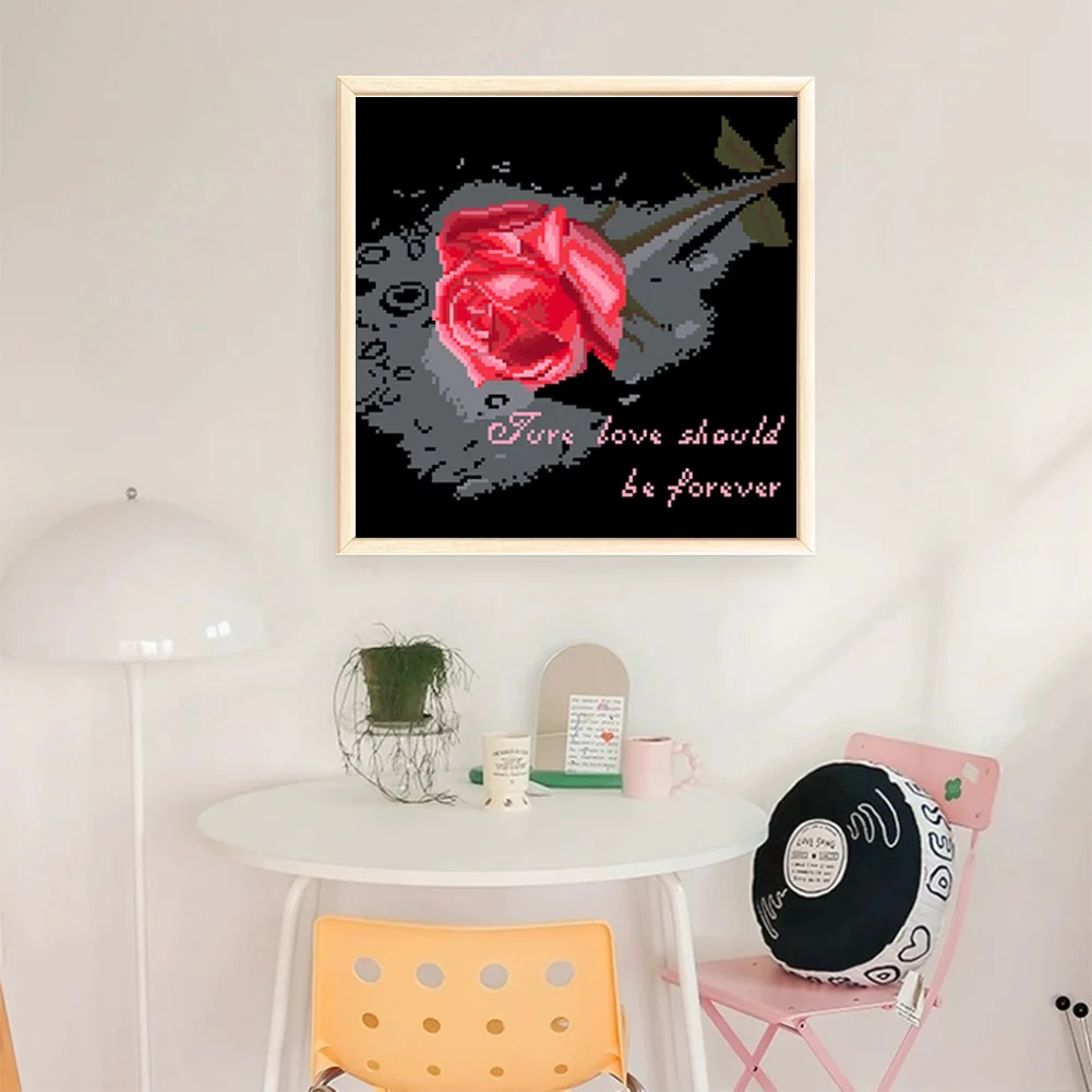 9CT Full Stamped Cross Stitch Bead Embroidery- Flower(Canvas|35*35CM)