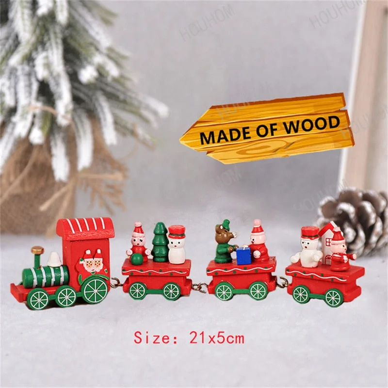 Cifeeo  DIY Xmas Decor Christmas Wooden Train Ornament Tabletop Decor Merry Christmas Decorations for Home New Year 2024 Gifts for Kids