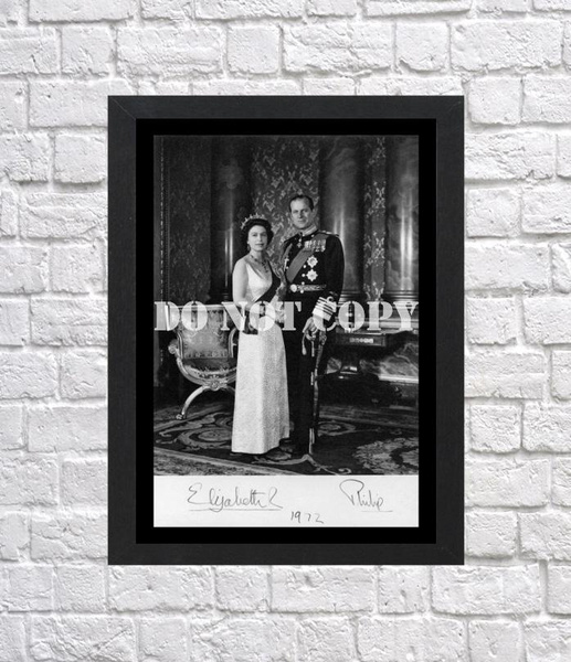 Queen Elizabeth II and Prince Philip Autographed Signed Print Photo Poster painting Poster A2 16.5x23.4