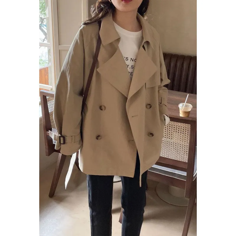 Uveng Uveng Medium Long Wind Coat Women Spring And Autumn High-Level Hepburn Popular British Style Long-Sleeved Top