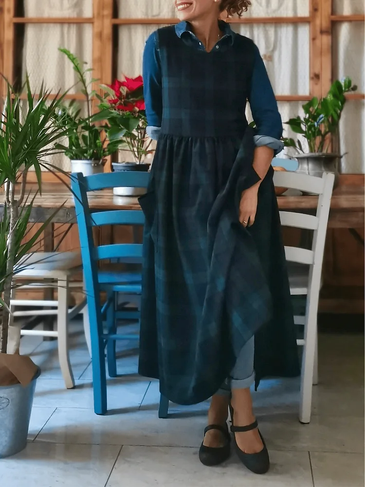 Green and Blue Tartan Apron