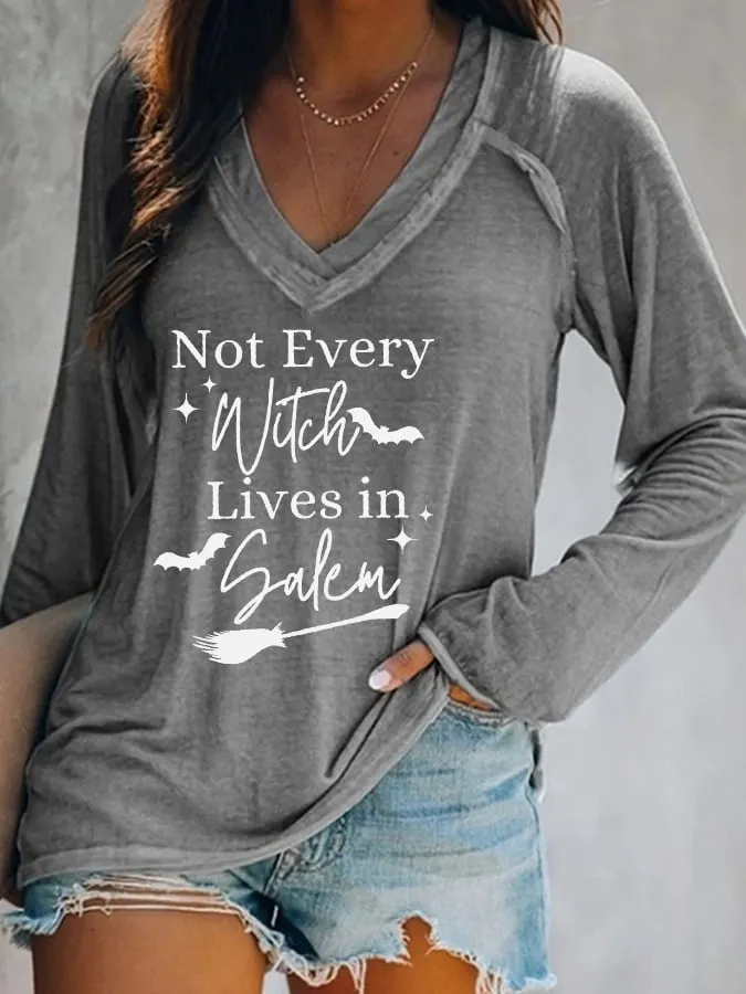 Women's Vintage 1692 "Not Every Witch Lives in Salem" Print Long Sleeve T-Shirt