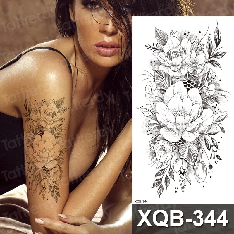temporary tattoo flower snake dragon anime sexy body art stickers black lion skull tattoo sleeve for women men boys sexy decal