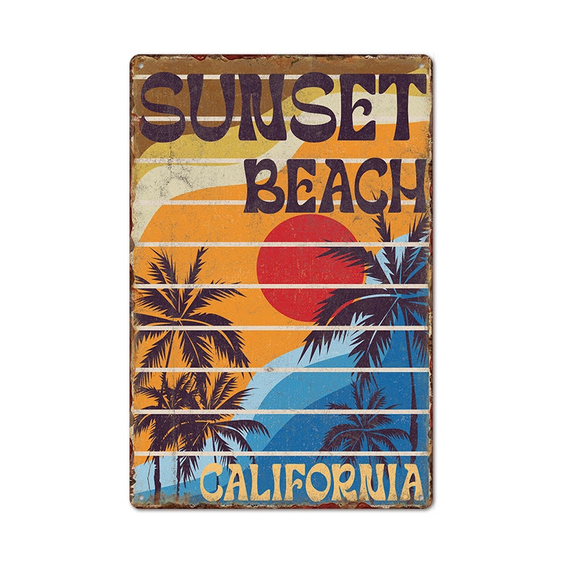 Beach Artistic Letter Landscape Iron Mural Wall Art