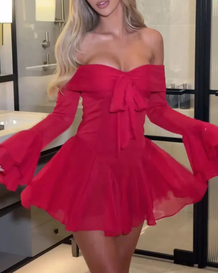 Women's solid color one shoulder dress