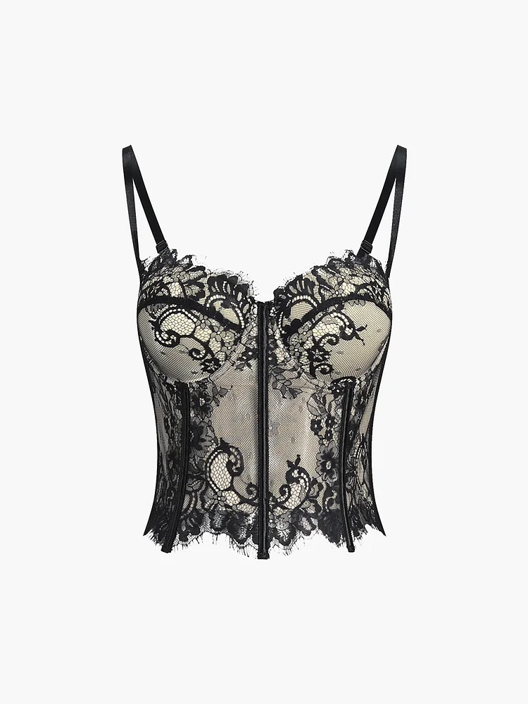 Floral Lace Semi-sheer Corset