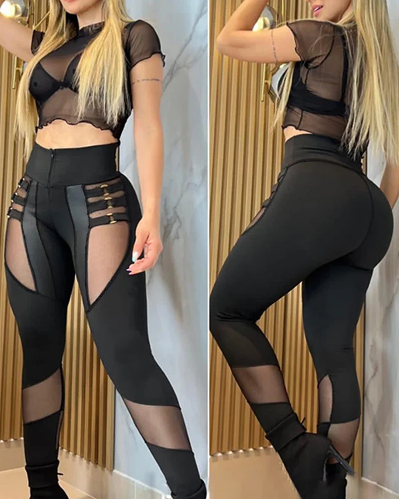 Brownm Women Solid Tight High Waist Slim Fit Sheath Long Pants Autumn Spliced Package Hip Trousers Sexy 2023 Regular Casual Ladies