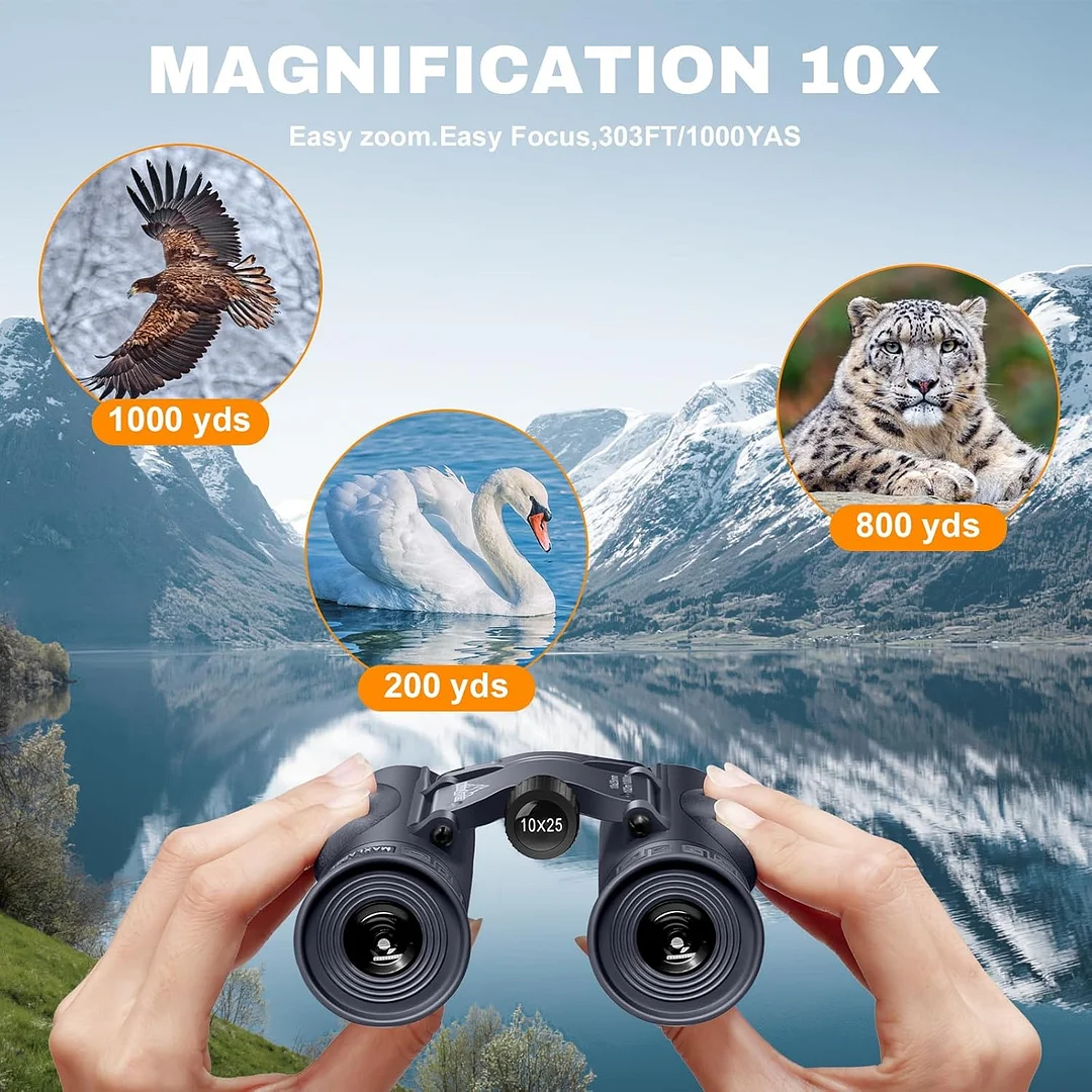 10x25 HD Binoculars for Adults Kids, Compact Binoculars with Case for Outdoor Sports, Hunting, Travel, Concerts, Bird Watching