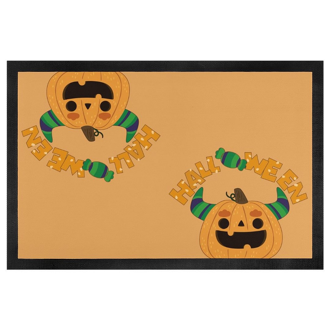 Halloween Pumpkin Horns Floor Mat