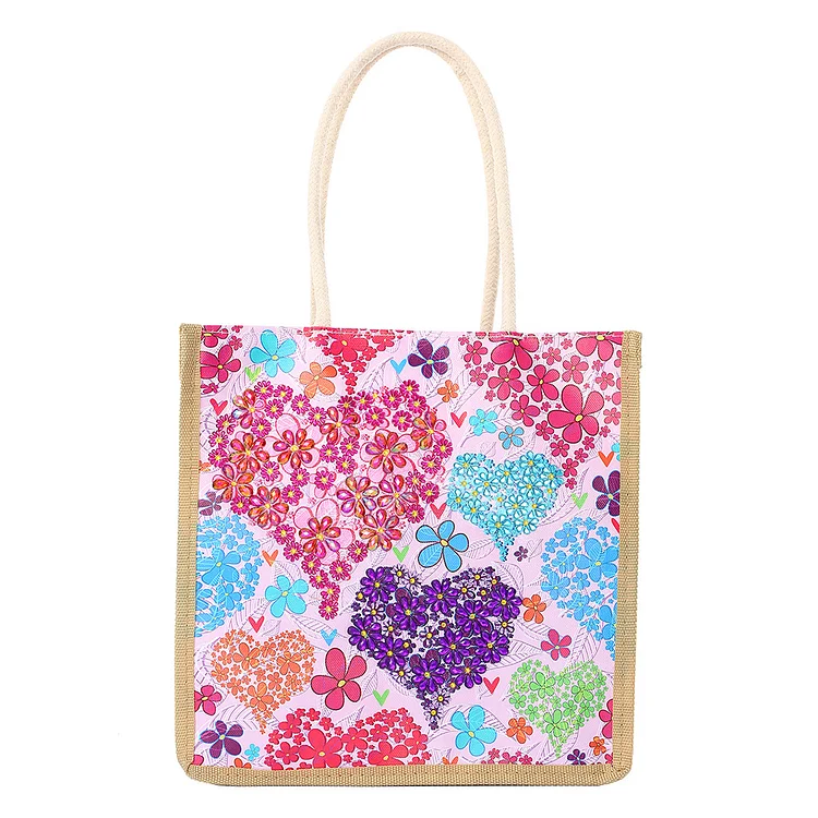 5D Diamond Painting Handbag DIY Linen Shopping Storage Bag Reusable Totes