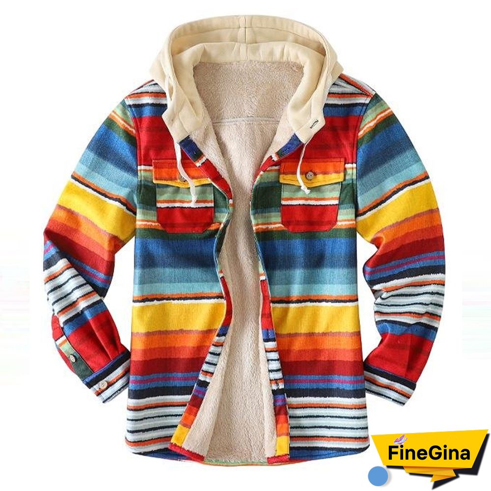 Mens Winter Stripe Thick Casual Jacket