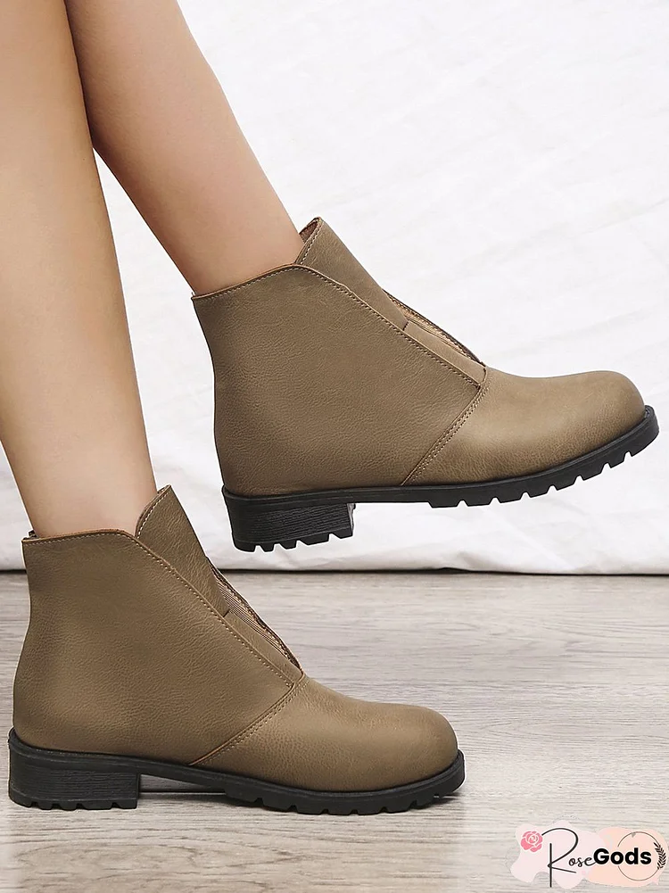 Solid Color Simple Retro Casual Short Boots