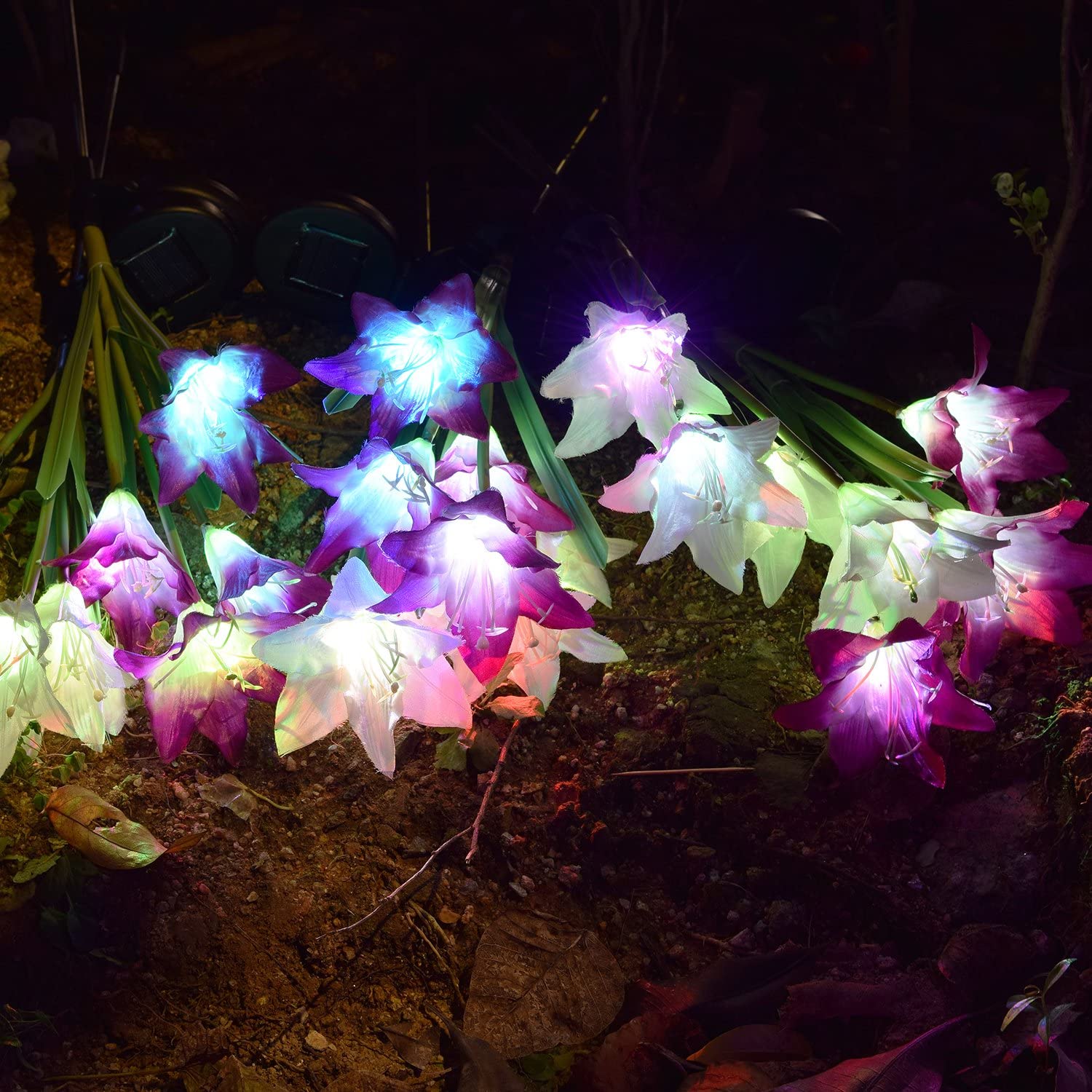 Solar Powered Flower Yard Lights - Solar lily flower lights for lighting pathway