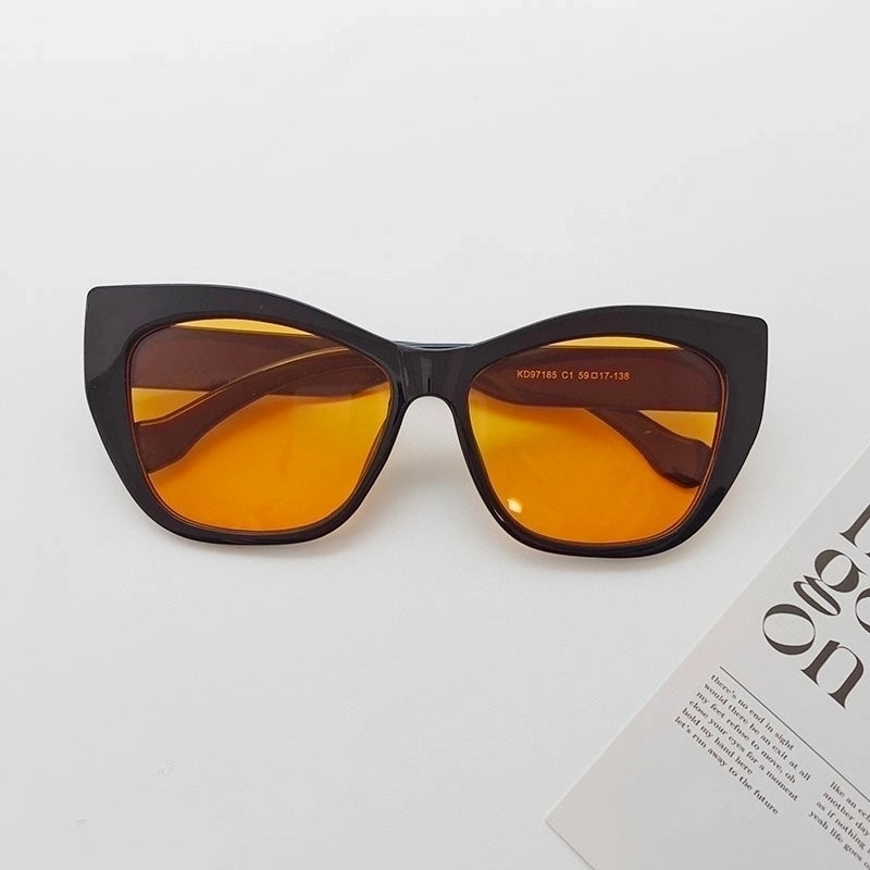 Vacation Solid Color Pc Resin Cat Eye Full Frame Women’s Sunglasses