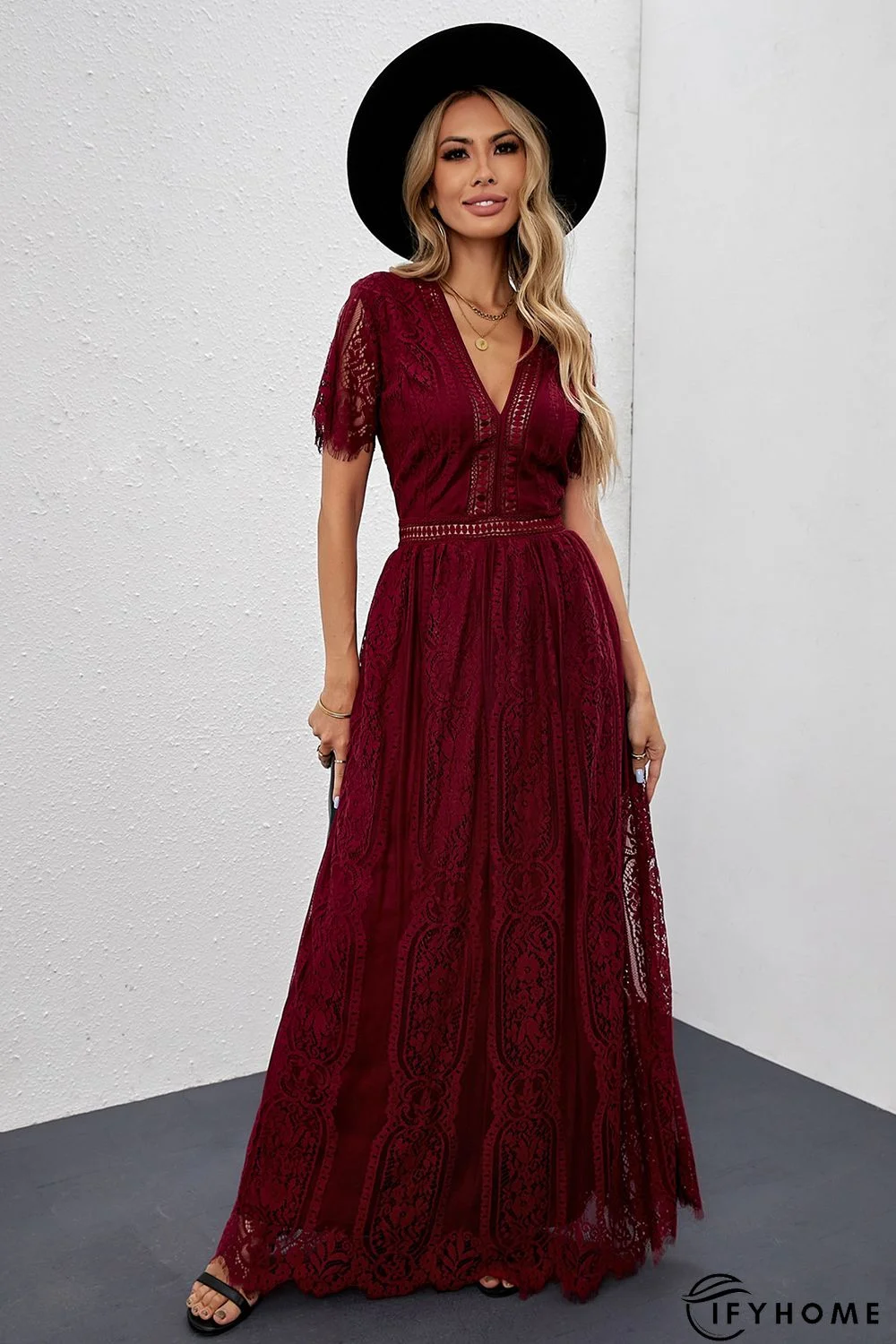 Red Blue Fill Your Heart Lace Maxi Dress | IFYHOME