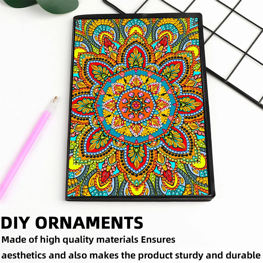 DIY Flower Diamond Painting Journals Notebooks 50 Pages A5 No Lines Special Shaped Diamond Art Kits for Beginners Craft Lovers and Artists (Mandala)