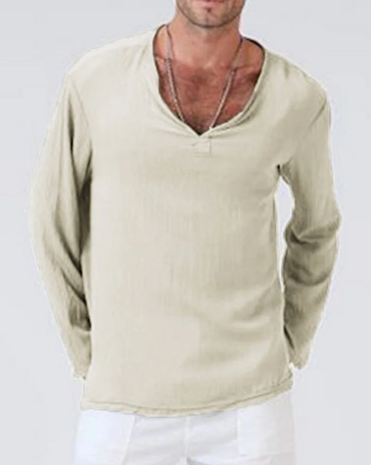 Loose V-Neck Long Sleeve T-shirt