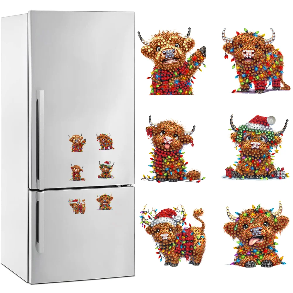 6Pcs DIY Yak Acrylic Special Shape Diamond Painting Fridge Magnet