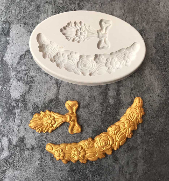 European Style Embossed Motifs Adorn Pattern Silicone Fondant Mould