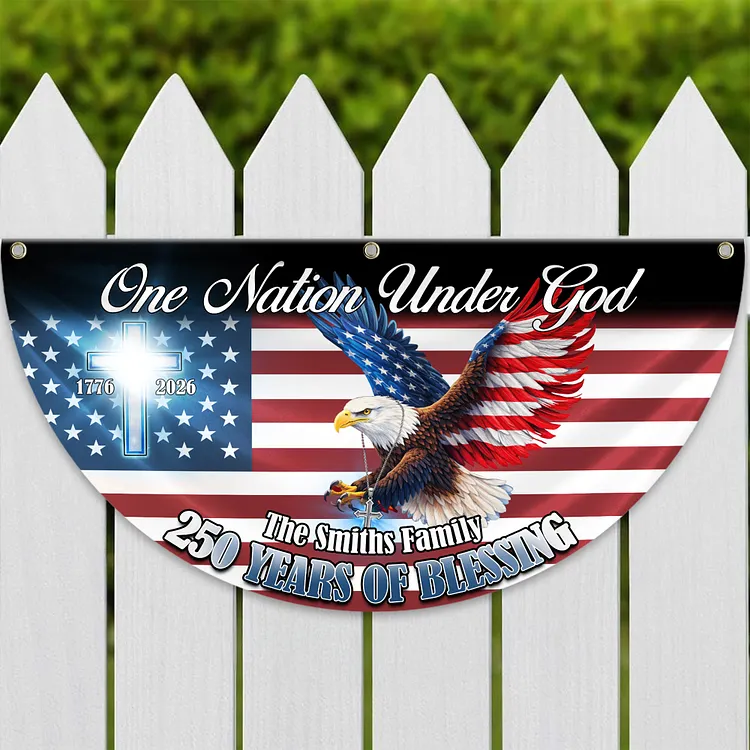 Personalized 250 Years of Freedom America Flag Personalized One Nation Under God 1776&ndash;2026 Semiquincentennial Non-Pleated Fan Flag