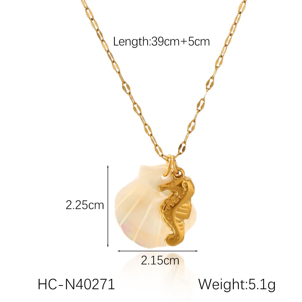 18K Gold Stainless Steel Starfish Seahorse Ocean Style Shell Pendant Necklace Ins Style Niche Design Clavicle Chain