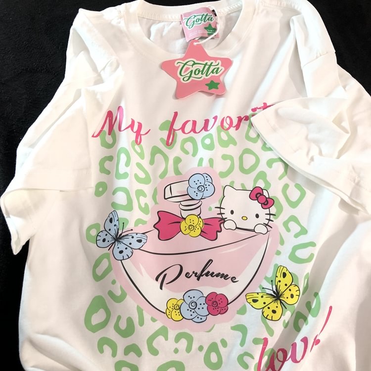Pure Cotton Kawaii Hello Kitty T-shirt  weebmemes