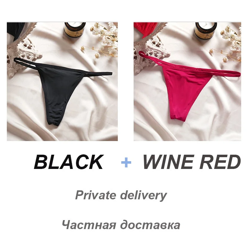 2PCS/Set Sexy Women G-String Underwear Panties Low Waist Panties Female Underpants Cotton Crotch T-back Pantys Thong Lingerie