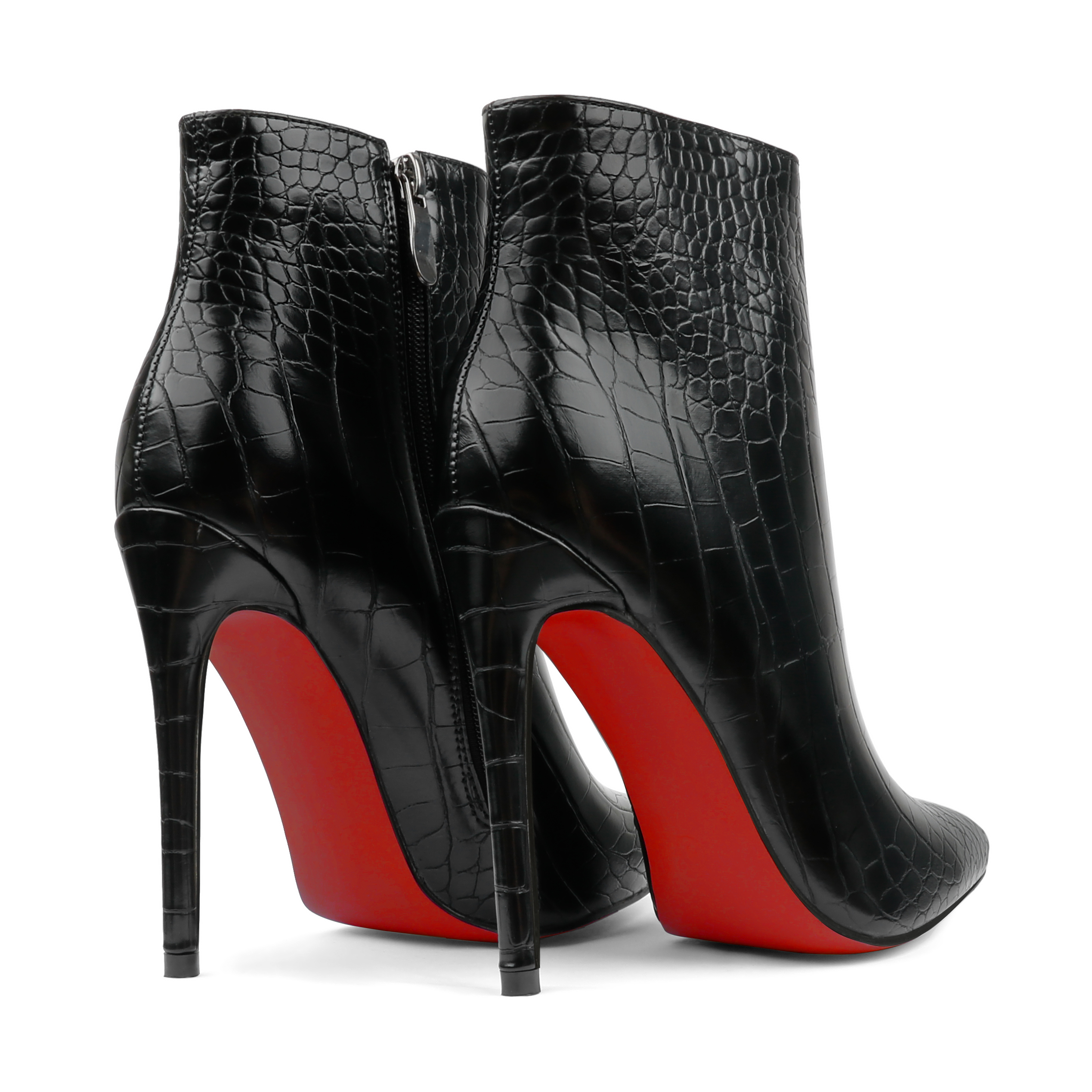 120mm Women's Ankle Boots Closed Pointed Toe Red Bottom Shoes Stilettos Autumn Dress Booties-MERUMOTE