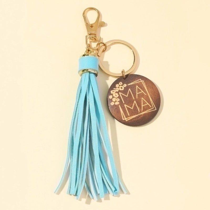 Minimalist Letter Pu Leather Metal Tassel Keychain