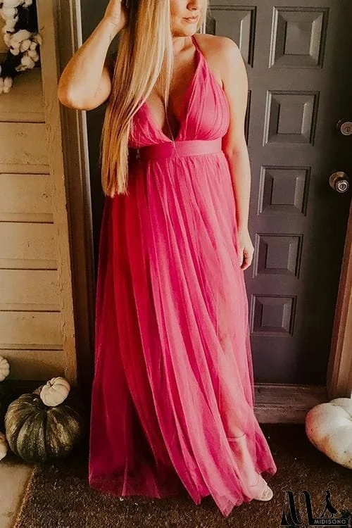 MidiSono - V Neck Backless Maxi Dress