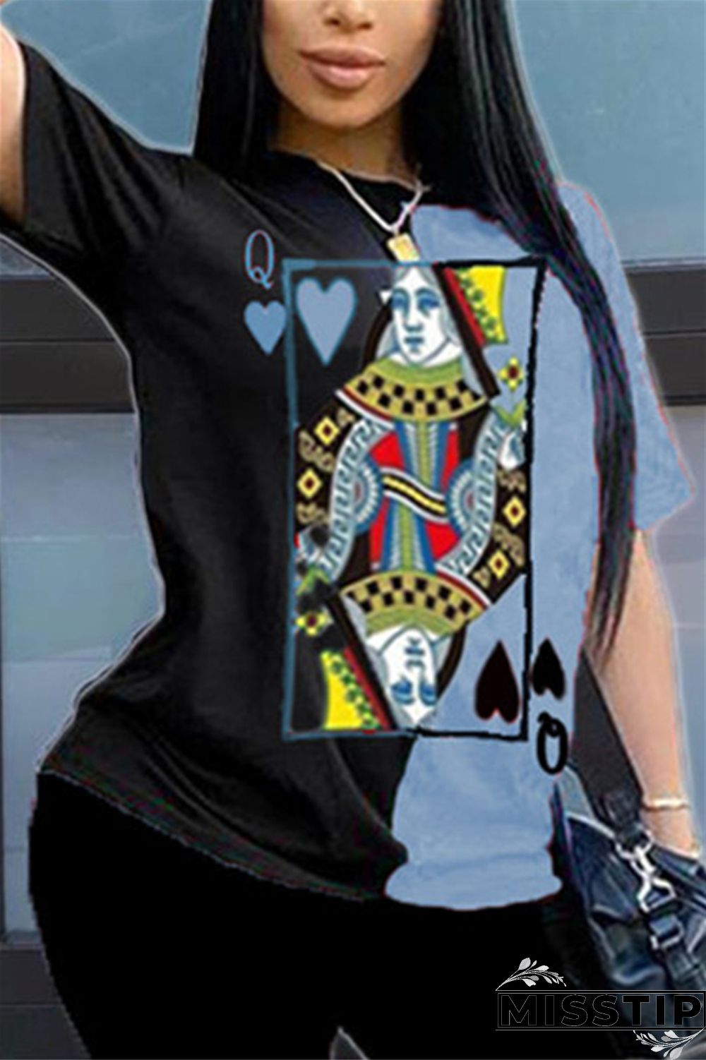 Pink gray O Neck Short Sleeve Print Tops（Without Bottoms）