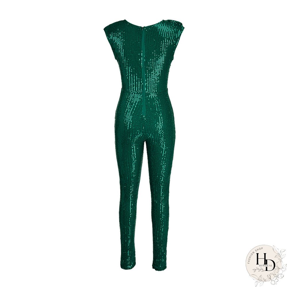 Silver Fashion Sexy Solid Without Belt O Neck Regular Jumpsuits