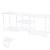 [US Local Warehouse] 55 Inch Acrylic TV Stand for TVs Up To 60 Inch TV Media Console Table with Open Storage Shelves Entertainment Center for Living Room Bedroom Gaming Room