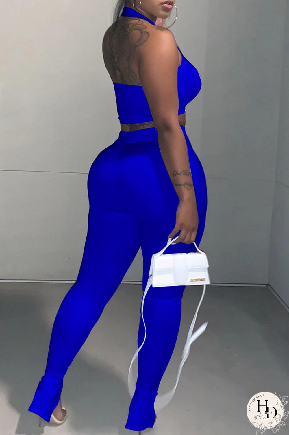 Red Sexy Casual Solid Backless Halter Sleeveless Two Pieces