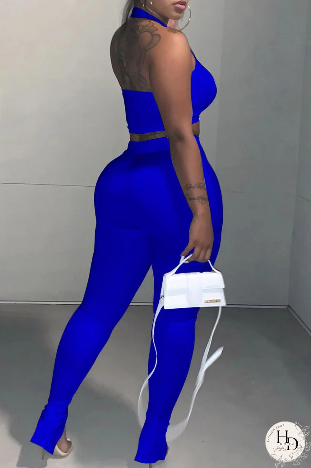 Red Sexy Casual Solid Backless Halter Sleeveless Two Pieces