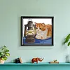 Orange Cat and Kerosene Lamp Partial Stamped Cross Stitch Kit 14CT 2 Strands 42x38cm