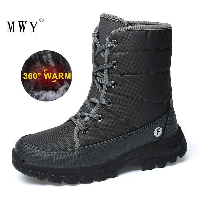 MWY Women Boots Non-slip Waterproof Winter Unisex Ankle Snow Boots Platform Man Winter Shoes Short Plush Boots Large Size 36-46