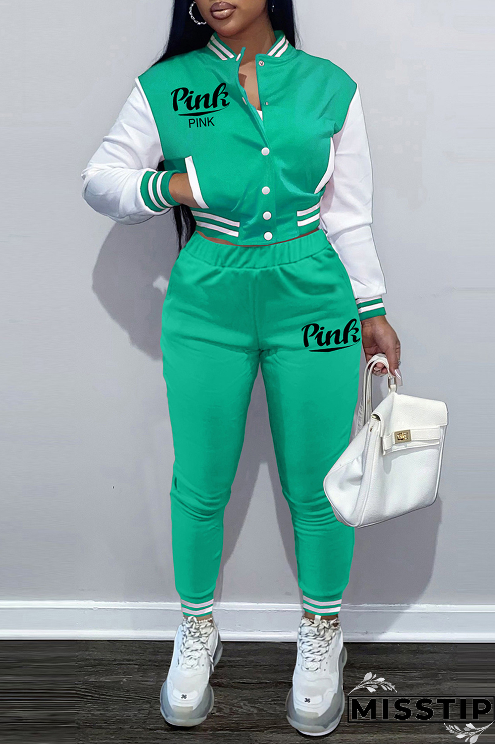 Army Green Street Print Buckle Cardigan Collar Long Sleeve Two Pieces