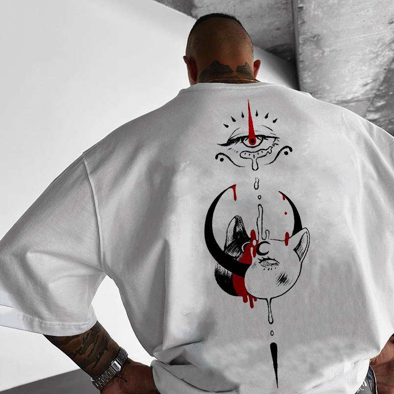 Loose Third Eye Design Printed T-shirt