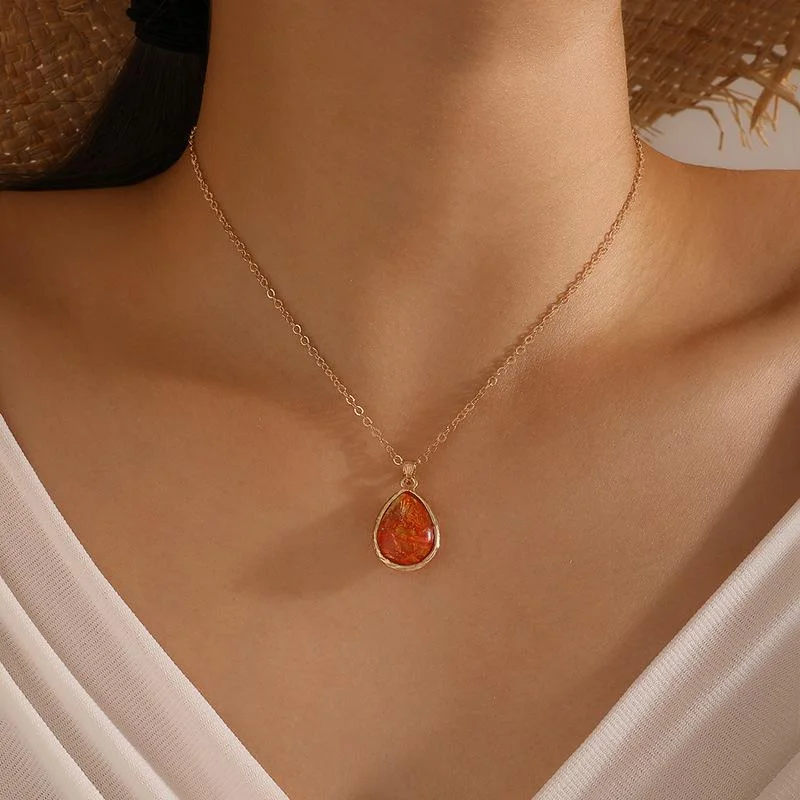 Women plus size clothing Simple Single Layer Water Drop Necklace Wholesale Cheap Jewelry-Nordswear
