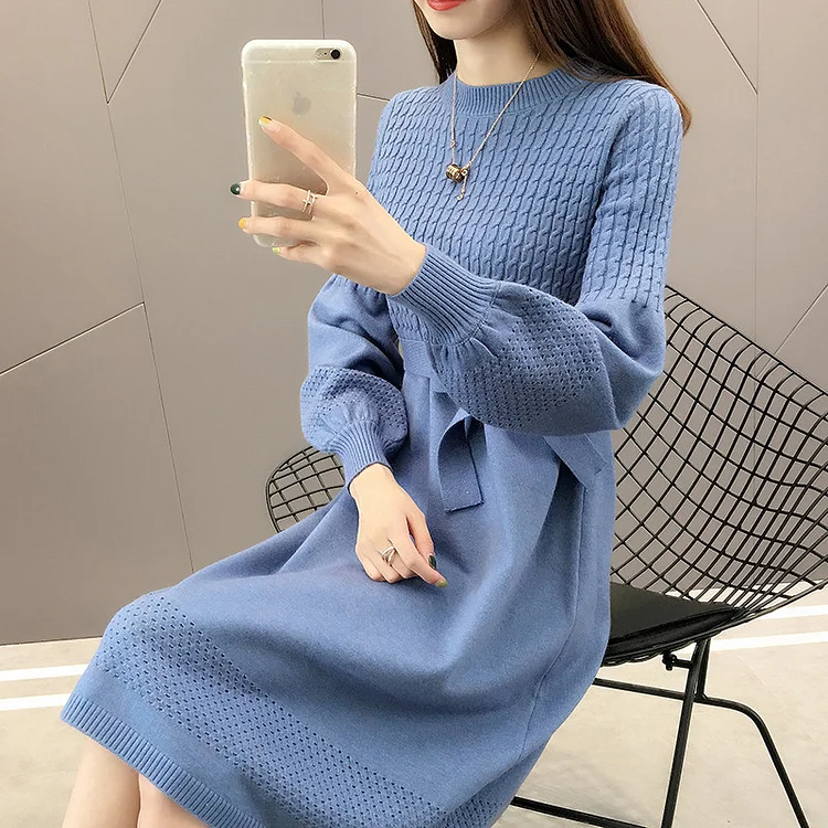 Casual O-Neck Loose Sweater Dress