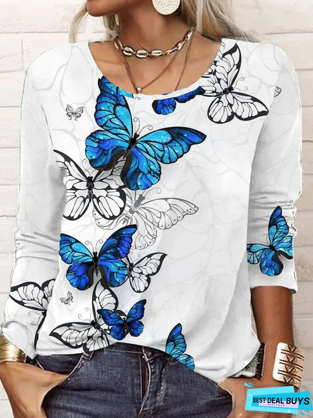 Casual Crew Neck Butterfly T-Shirt 2023