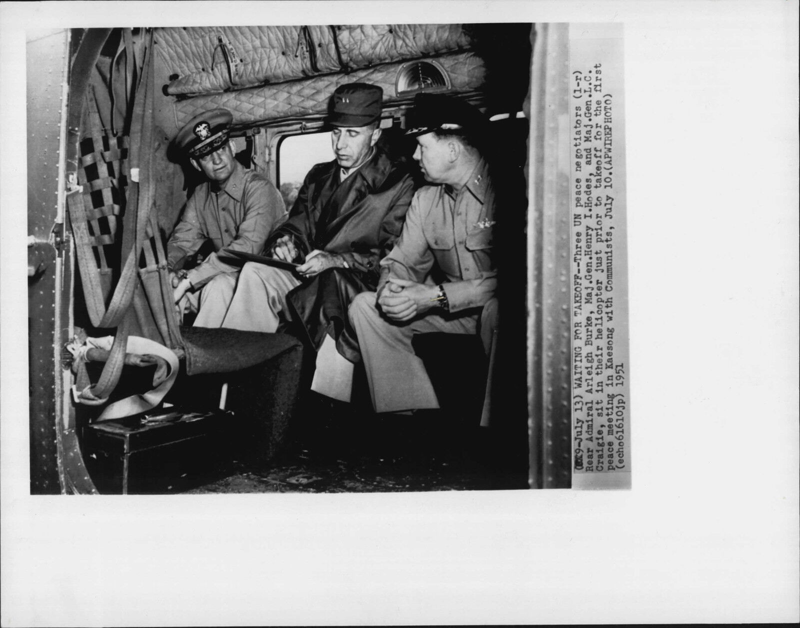 Admiral Arleigh Burke on Helicopter 1951 Korea War Press Photo Poster painting